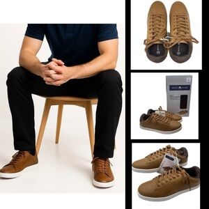 MENS/TEENS VEGAN LEATHER DRESS OXFORD SNEAKERS - SZ 9  BROWN